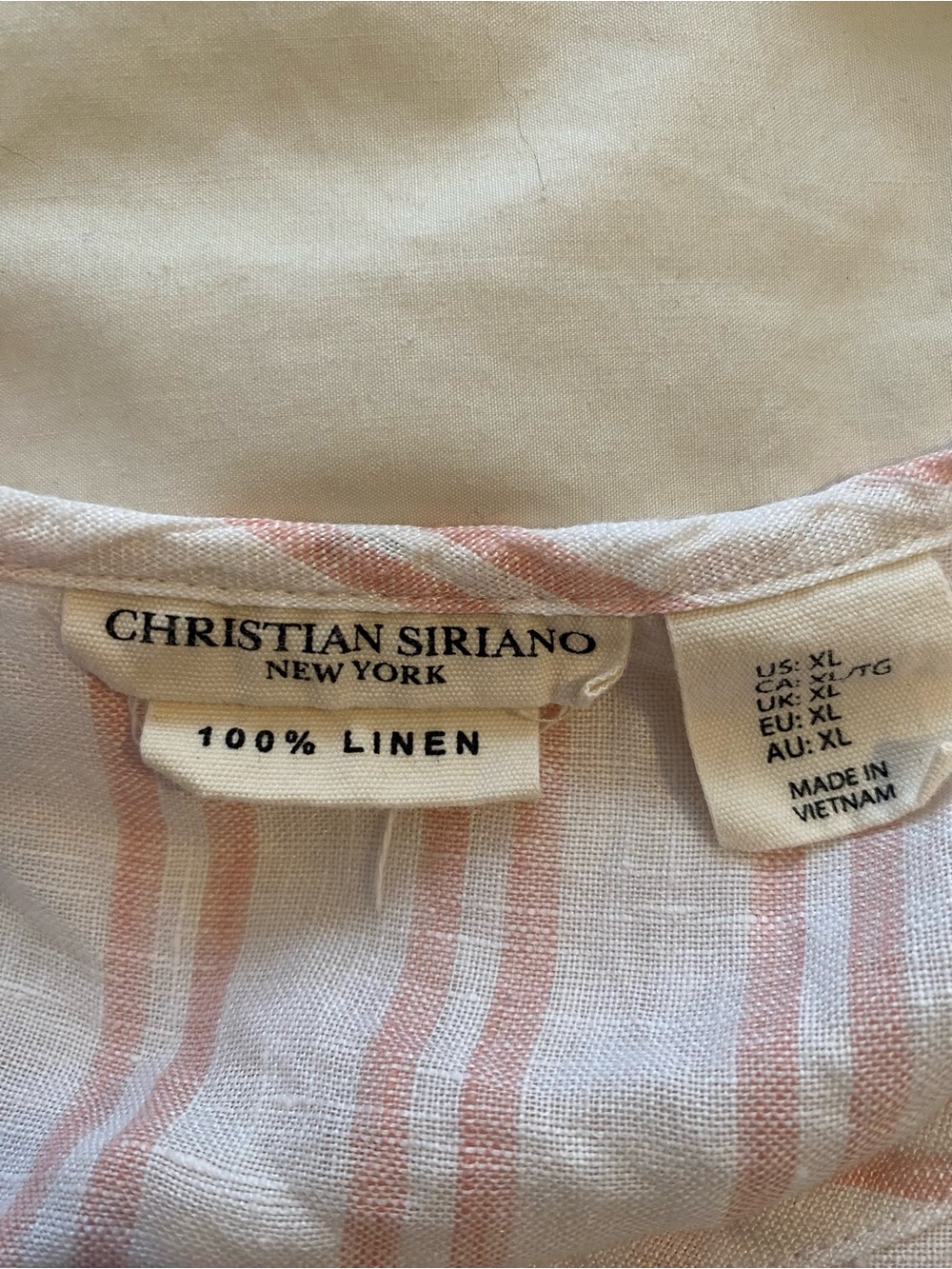 Christian Soriano Light Pink Striped Linen Blend Short Sleeve Top - Picture 4 of 6